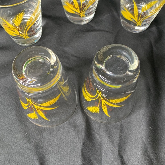 Set of 5 vintage Homer Laughlin AUTUMN GOLD wheat pattern lowball /rocks glasses - Picture 6 of 6